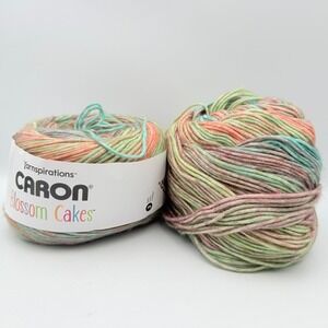 Caron Blossom Cakes Radiant Rainbow Yarn 2 Cakes 8oz Medium 4 Cotton Acrylic